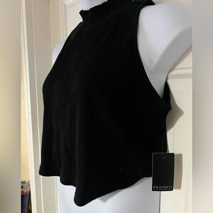 Eloquii Black Ribbed Crop Tank Top NWT